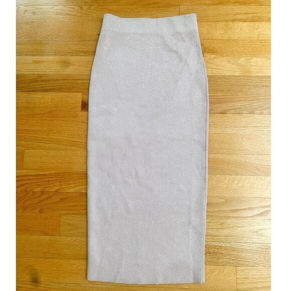 Cushne et Ochs Resortwear Luxury Metallic Stretch Midi Skirt EUC Blush Pink XXS - Picture 1 of 8